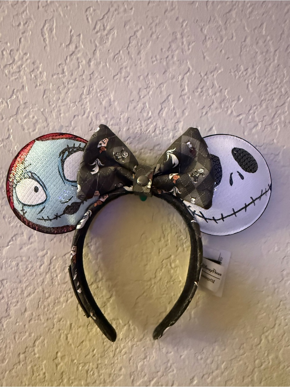 Nightmare Before Christmas Mickey Ears Headband — Black, White, Red